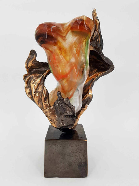 Buste Féminin en bronze massif et pâte de verre par Yves Lohé 1947 (Sculpteur du XXe siècle)