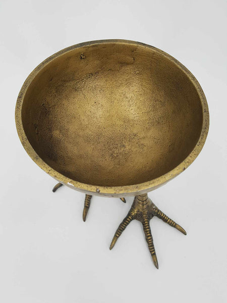 Rare coupe - bol sur pattes de coq en métal de couleur bronze