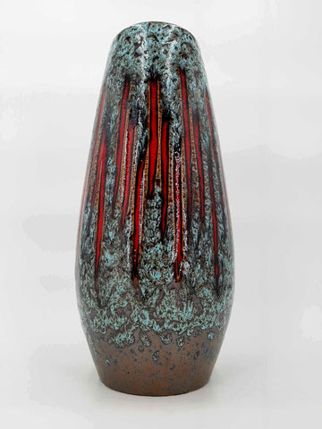 Rare vase vintage Scheurich en céramique fat lava Lora Zig Zag (1970)