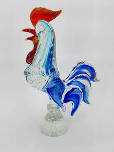 Grand et majestueux coq en verre de Murano multicolore (35 cm)