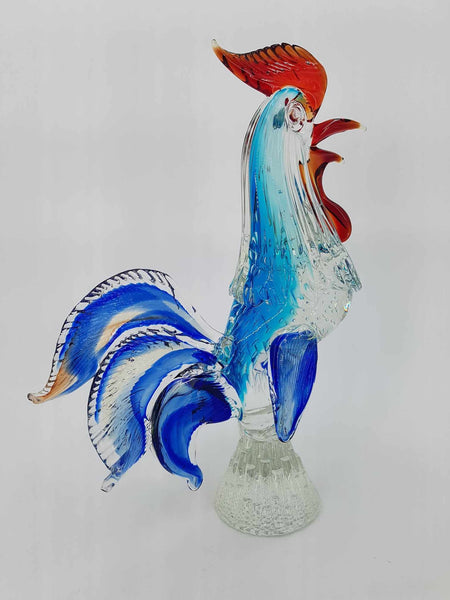 Grand et majestueux coq en verre de Murano multicolore (35 cm)