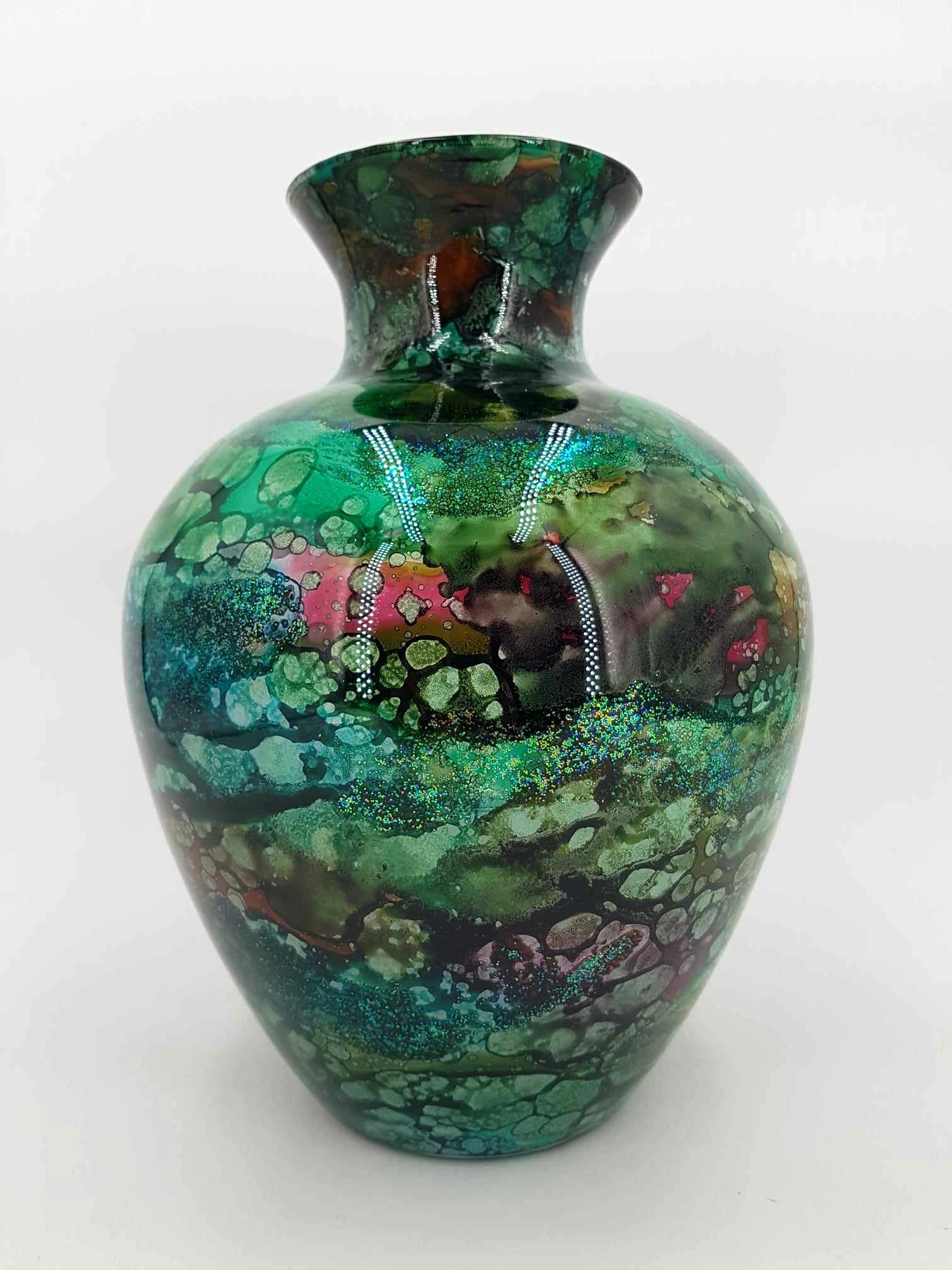 Grand vase en verre laqué pièce unique par Jean Noël Bouillet