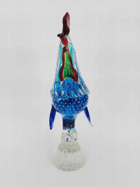 Grand et majestueux coq en verre de Murano multicolore (35 cm)