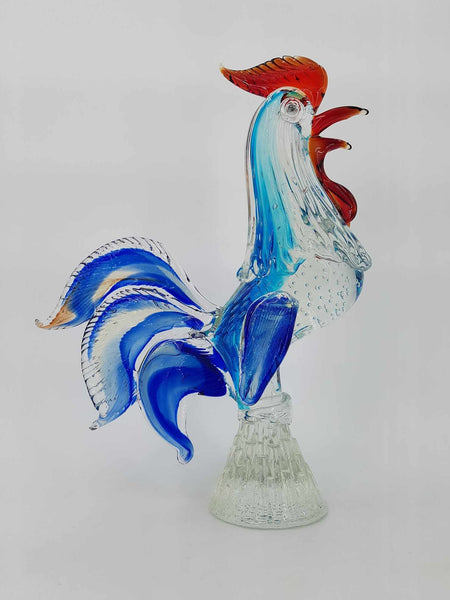 Grand et majestueux coq en verre de Murano multicolore (35 cm)