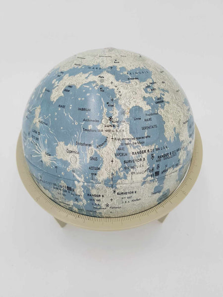 Globe lunaire éducatif vintage par la manufacture Scan Globe au Danemark (1970)