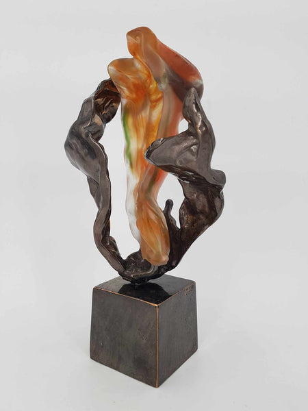 Buste Féminin en bronze massif et pâte de verre par Yves Lohé 1947 (Sculpteur du XXe siècle)