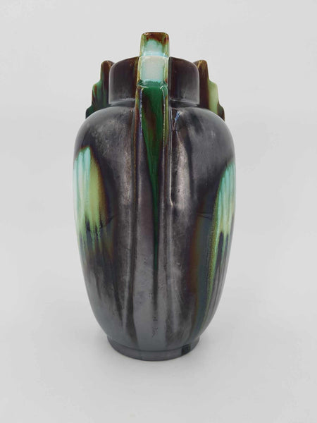 Vase en céramique à glaçure polychrome par la Faïencerie de Thulin en Belgique