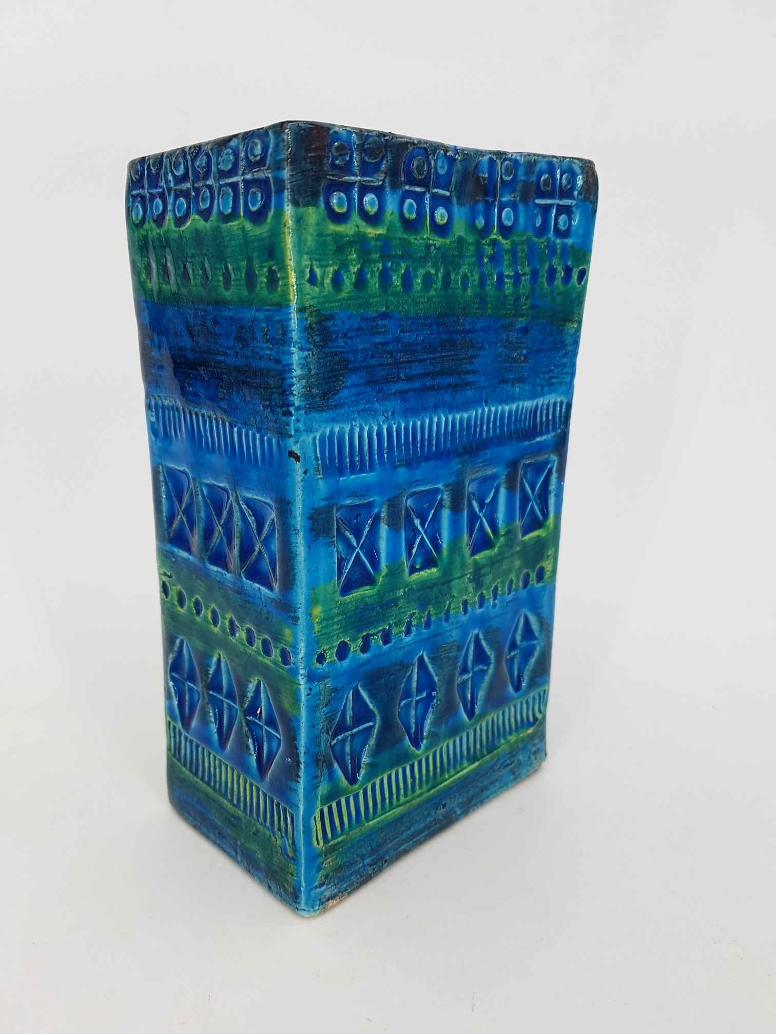 Vase vintage Blue Rimini par Aldo Londi pour Bitossi (1950-1960)