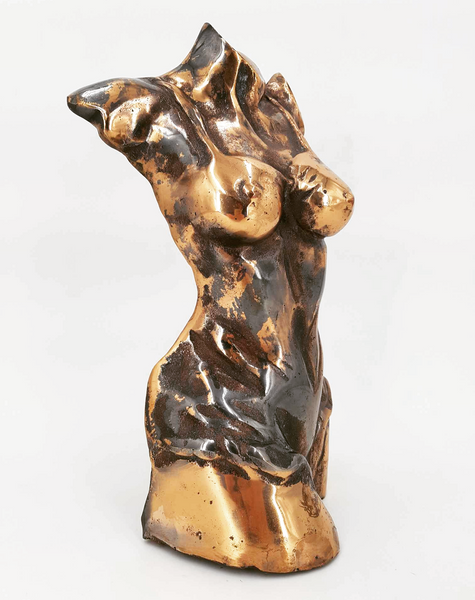 Buste Féminin en bronze à double patine par Yves Lohé 1947 (Sculpteur du XXe siècle)