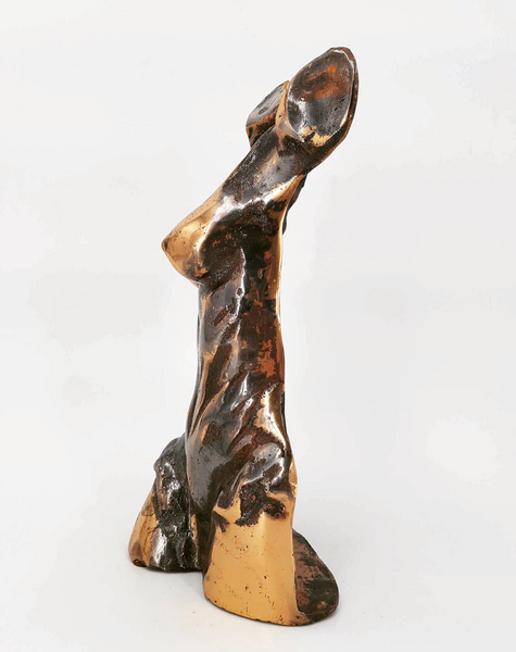 Buste Féminin en bronze à double patine par Yves Lohé 1947 (Sculpteur du XXe siècle)