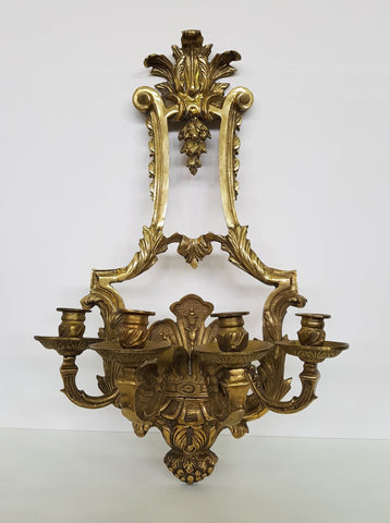 Ancien chandelier mural style Louis XIV en bronze doré