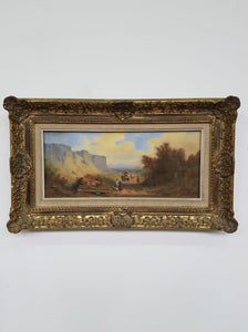 Ancien tableau pastel signé Fritz k. Riyecker avec cadre en bois doré