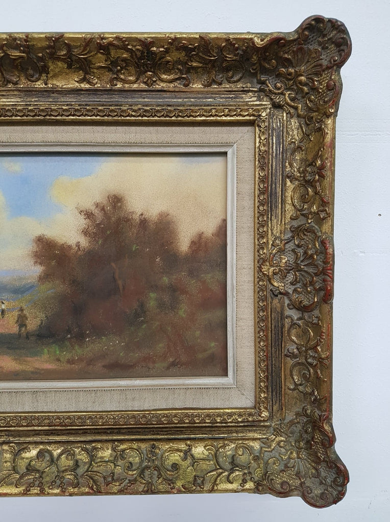 Ancien tableau pastel signé Fritz k. Riyecker avec cadre en bois doré – La  Brocantique