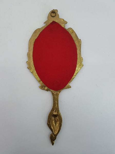 Miroir à main antique en bronze doré