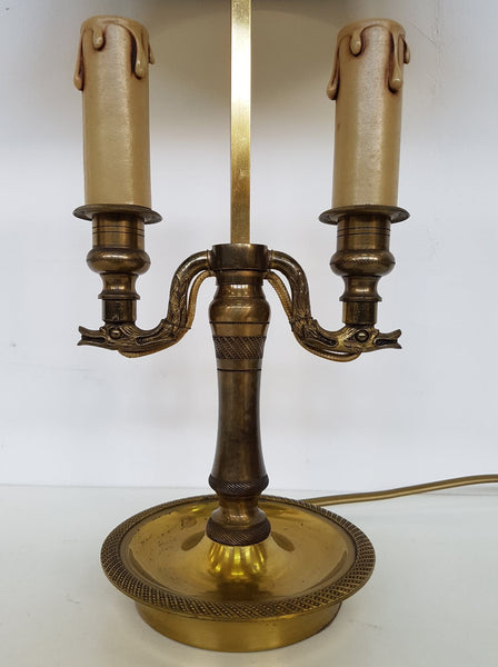 Lampe bouillotte style Louis XVI en bronze avec abat-jour ajustable en métal