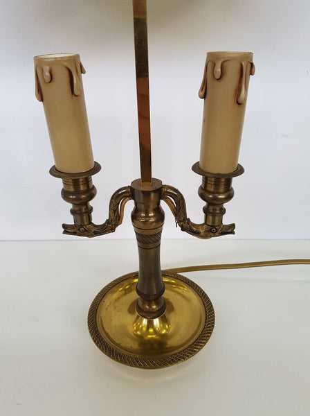 Lampe bouillotte style Louis XVI en bronze avec abat-jour ajustable en métal