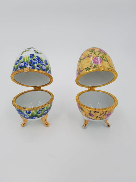Ensemble de 2 œufs décoratifs en porcelaine