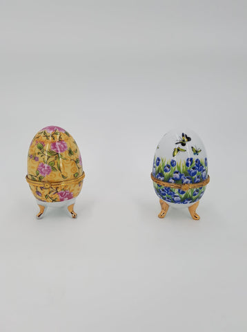 Ensemble de 2 œufs décoratifs en porcelaine