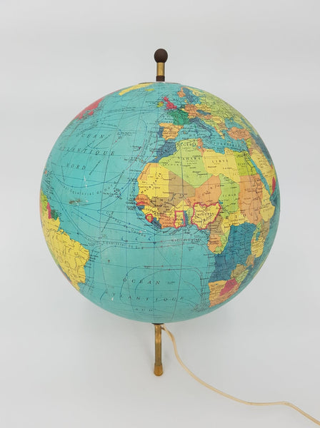 Ancien globe terrestre lumineux Cartes Taride par George Philip & Son (1969)