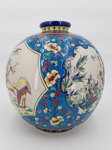 Grand vase boule en émaux de Louvière (Belgique)