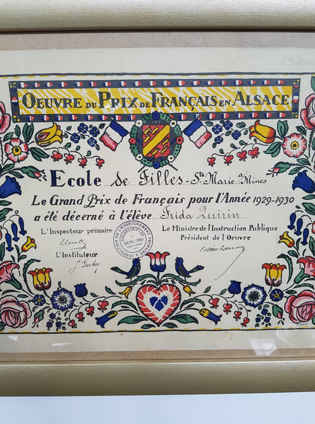 Œuvre du Prix de Français en Alsace de 1929 décoré par Hansi (Jean-Jacques Waltz)