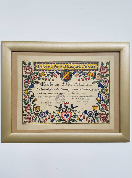 Œuvre du Prix de Français en Alsace de 1929 décoré par Hansi (Jean-Jacques Waltz)