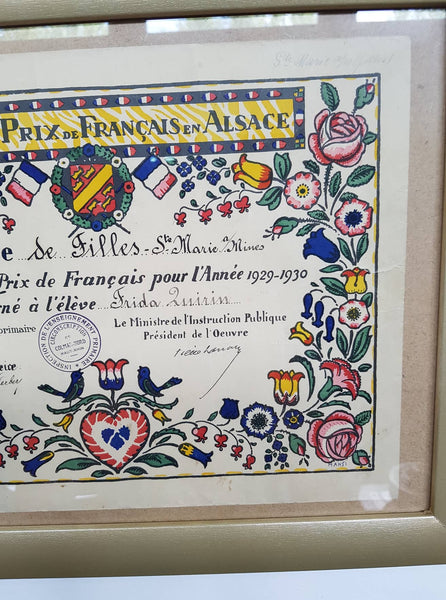 Œuvre du Prix de Français en Alsace de 1929 décoré par Hansi (Jean-Jacques Waltz)