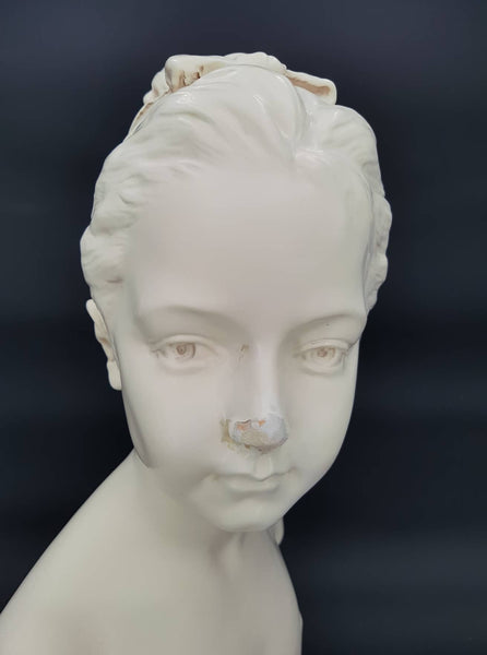 Grand buste antique en terre cuite avec patine en céramique Louise Brongniart d'après Houdon
