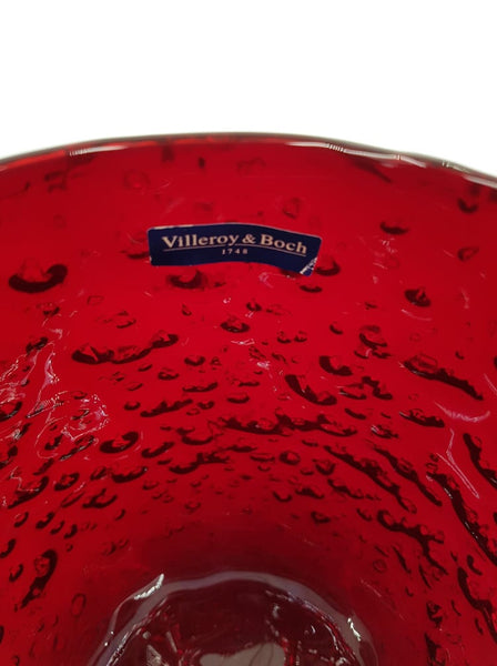 Vase Villeroy & Boch en verre de couleur rouge