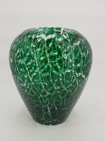 Rare vase de grande taille en cristal craquelé Saint-Louis modèle Overlay