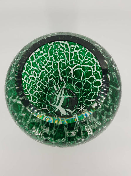 Rare vase de grande taille en cristal craquelé Saint-Louis modèle Overlay