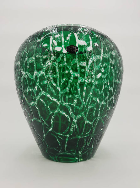 Rare vase de grande taille en cristal craquelé Saint-Louis modèle Overlay