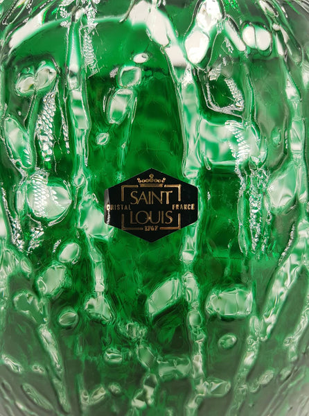 Rare vase de grande taille en cristal craquelé Saint-Louis modèle Overlay