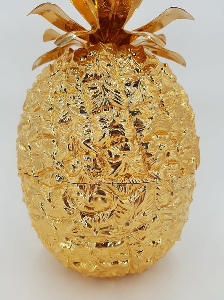 Seau à glace ananas par Hans Turnwald en plastique et métal doré des années 70