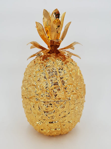 Seau à glace ananas par Hans Turnwald en plastique et métal doré des années 70