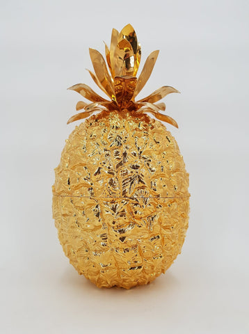 Seau à glace ananas par Hans Turnwald en plastique et métal doré des années 70