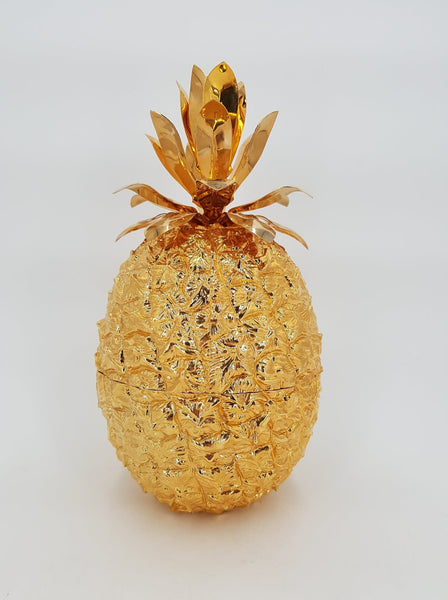 Seau à glace ananas par Hans Turnwald en plastique et métal doré des années 70