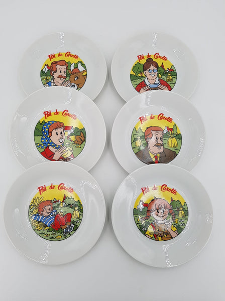 Série de 6 assiettes "Poil de Carotte" en porcelaine par Jacques Cœur