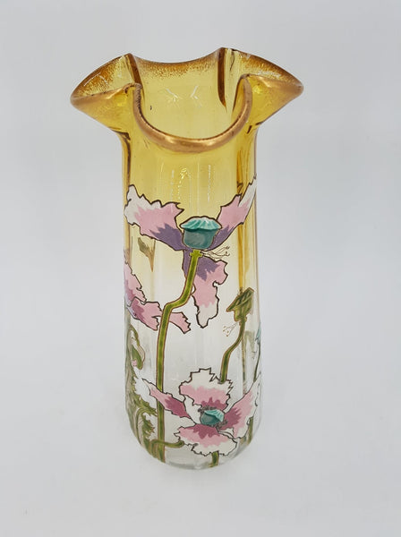 Vase Legras Montjoye en verre émaillé au décor de pavots (1880-1900)