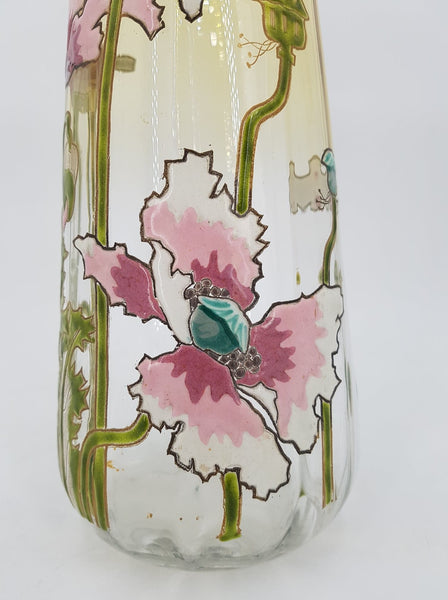 Vase Legras Montjoye en verre émaillé au décor de pavots (1880-1900)