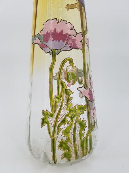 Vase Legras Montjoye en verre émaillé au décor de pavots (1880-1900)