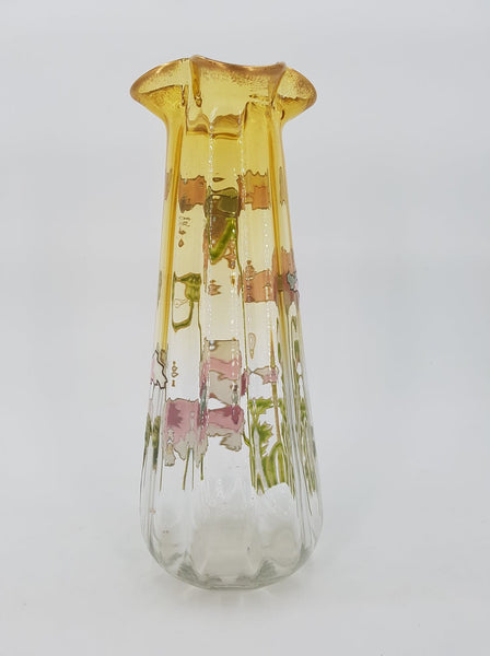 Vase Legras Montjoye en verre émaillé au décor de pavots (1880-1900)