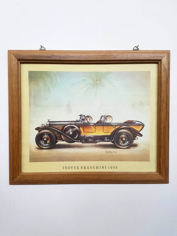 Cadre vintage ISOTTA FRASCHINI 1928 en bois de chêne massif