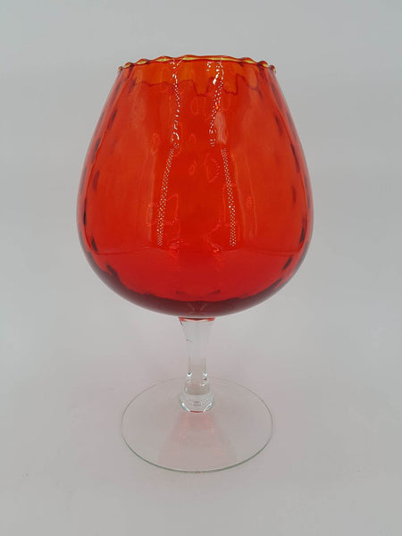 Vase vintage en verre d'Empoli de couleur rouge