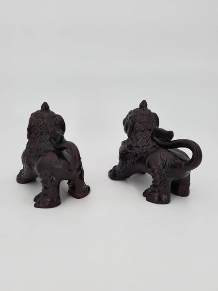 Sculptures de Lions de Fo en terre cuite à glaçure de couleur bronze