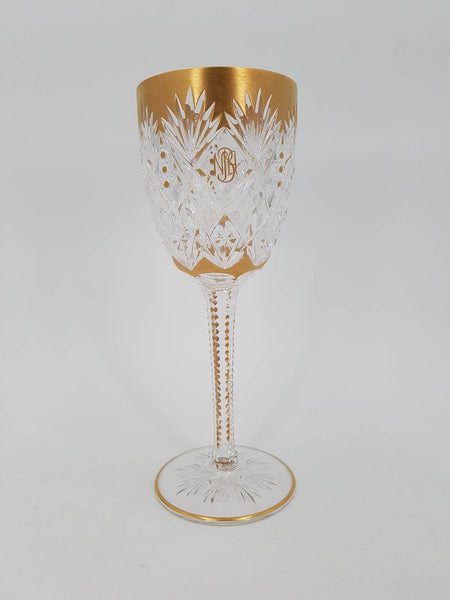 Grand verre de communion monogrammé en cristal ciselé de Saint Louis (1960)