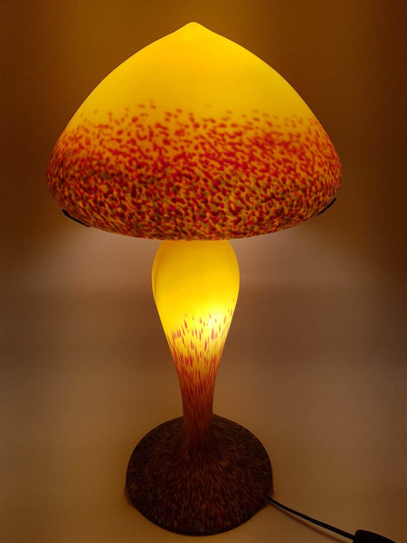 Grande lampe champignon en pâte de verre signée De Vianne (1980)