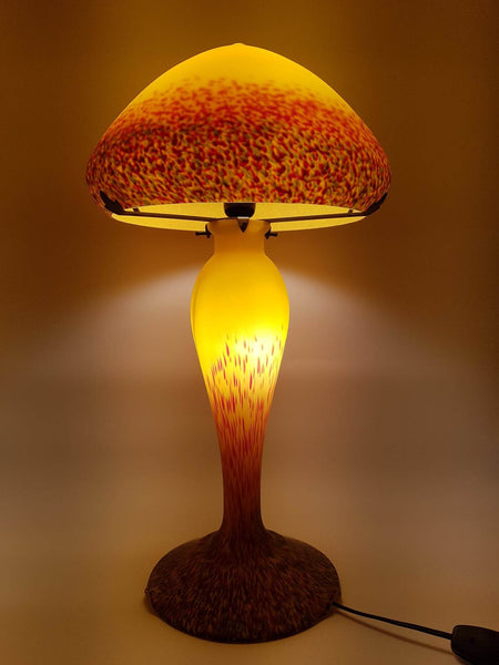 Grande lampe champignon en pâte de verre signée De Vianne (1980)