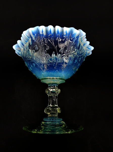 Rare sucrier et pot à lait d'époque Art déco en verre opalescent pressé et moulé