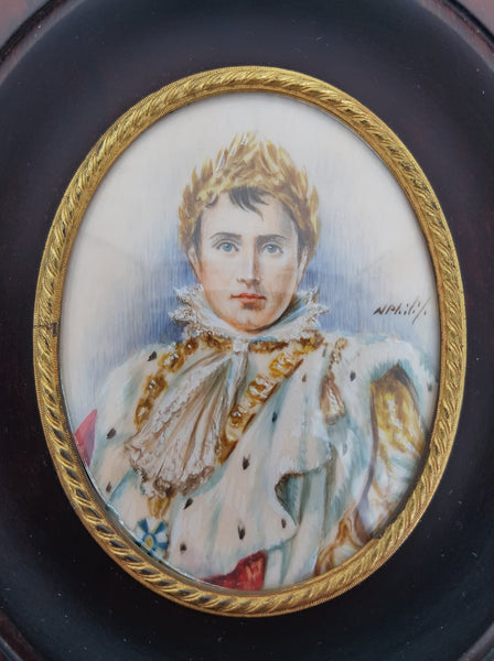 Peinture miniature signée sur ivoire Napoléon 1er